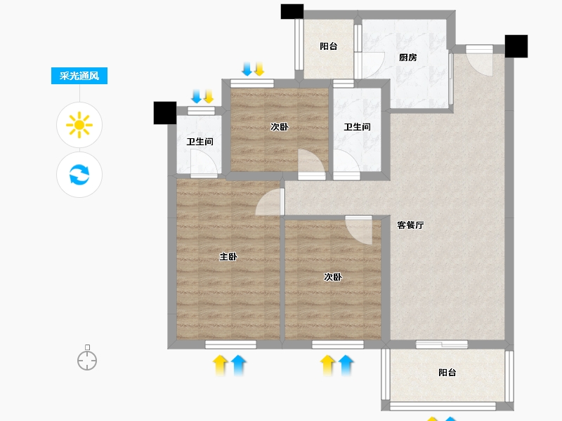 湖北省-十堰市-国瑞文旅城-86.00-户型库-采光通风