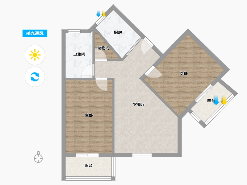 上海-上海市-锦绿新城-80.00-户型库-采光通风