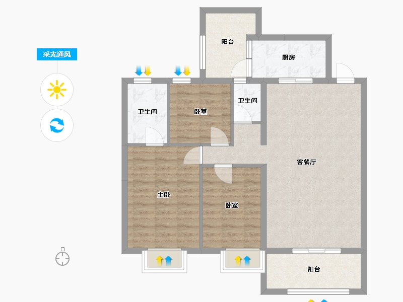 福建省-泉州市-万科金域滨江-103.00-户型库-采光通风