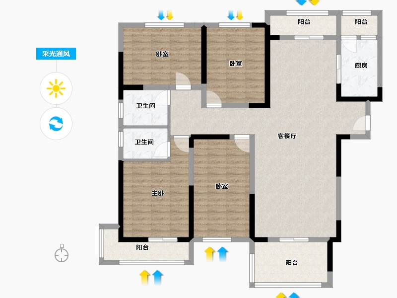 河南省-驻马店市-城邦.百合春天-134.00-户型库-采光通风