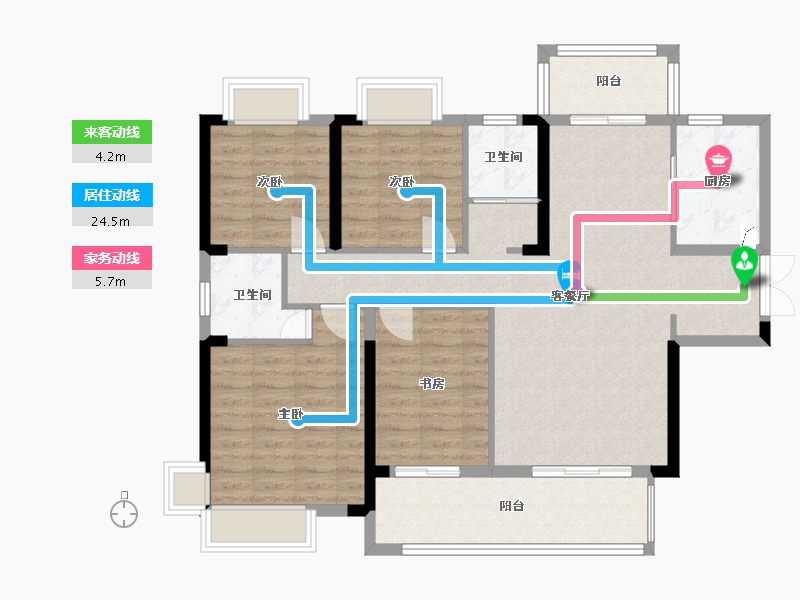 湖南省-岳阳市-颐华城·学府里-140.00-户型库-动静线