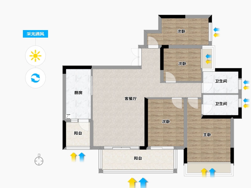 贵州省-安顺市-麒龙香山美域-105.00-户型库-采光通风