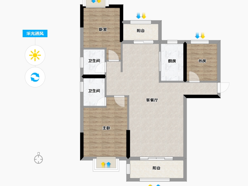 湖南省-常德市-未名湖畔-100.00-户型库-采光通风