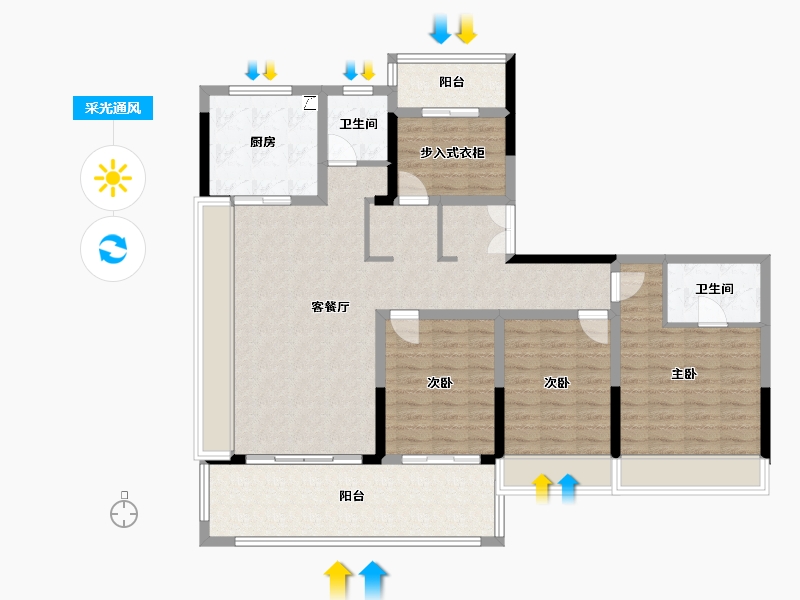 安徽省-六安市-万瑞天赋未来-120.00-户型库-采光通风