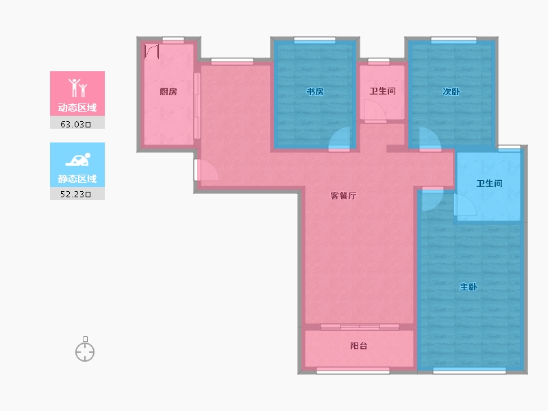 河南省-郑州市-碧桂园西湖-107.00-户型库-动静分区