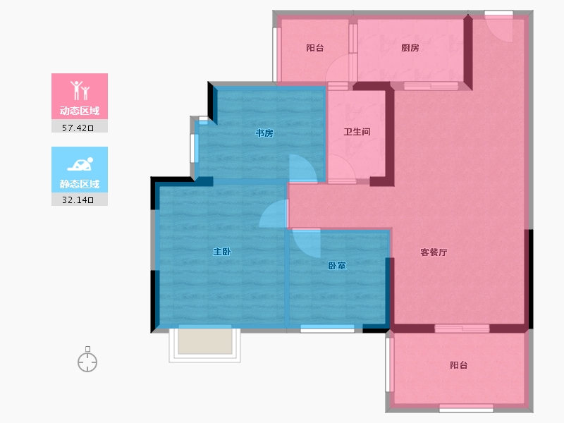 湖南省-郴州市-碧桂园翡翠山-80.00-户型库-动静分区