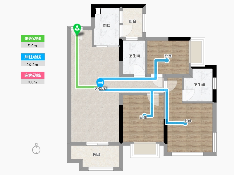 四川省-绵阳市-东原华宇朗阅-76.00-户型库-动静线