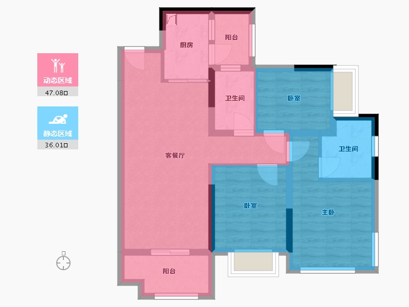 四川省-绵阳市-东原华宇朗阅-76.00-户型库-动静分区