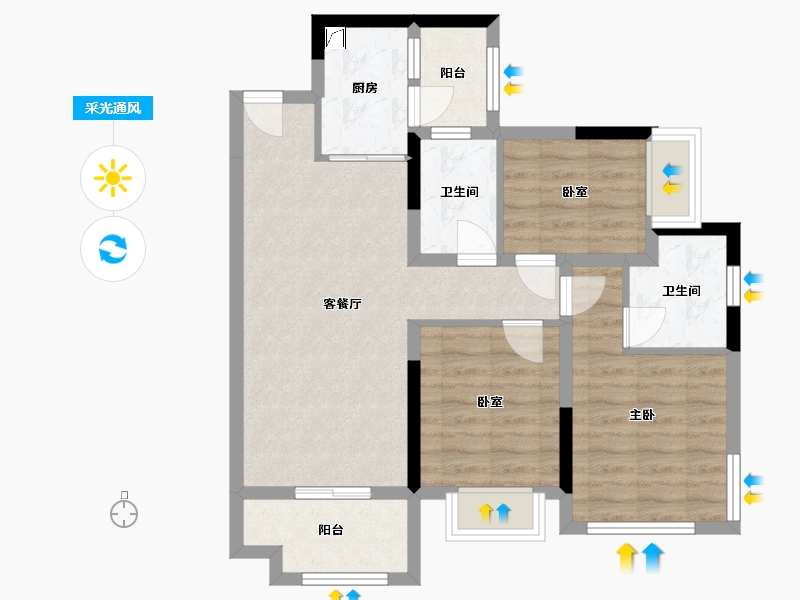 四川省-绵阳市-东原华宇朗阅-76.00-户型库-采光通风