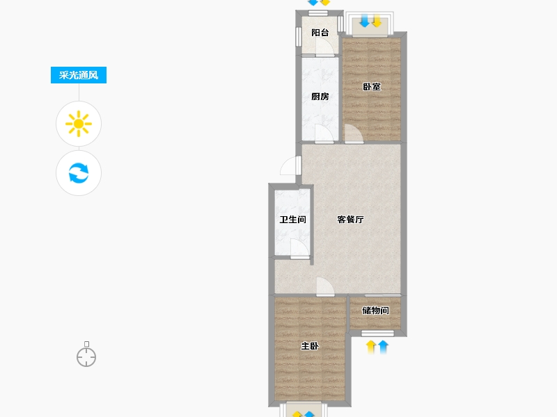 河北省-唐山市-鹭港-66.00-户型库-采光通风