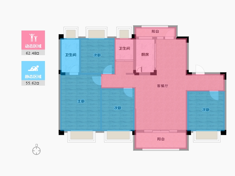 湖北省-襄阳市-碧桂园嘉悦城-132.58-户型库-动静分区