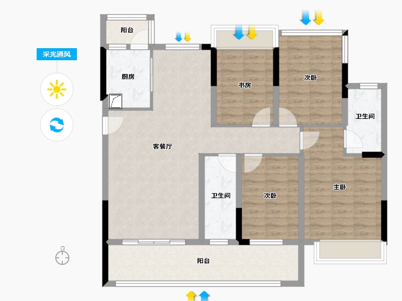 广西壮族自治区-桂林市-兴进交投江山樾-101.00-户型库-采光通风