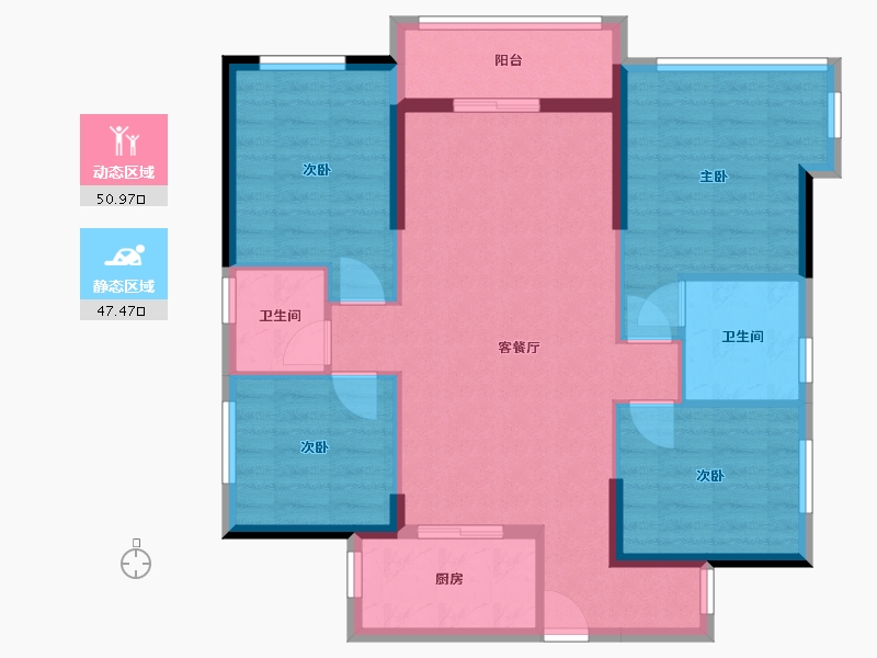 广东省-东莞市-碧桂园玫瑰臻园-82.00-户型库-动静分区