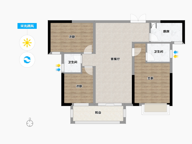 江西省-赣州市-瀚江府-99.00-户型库-采光通风