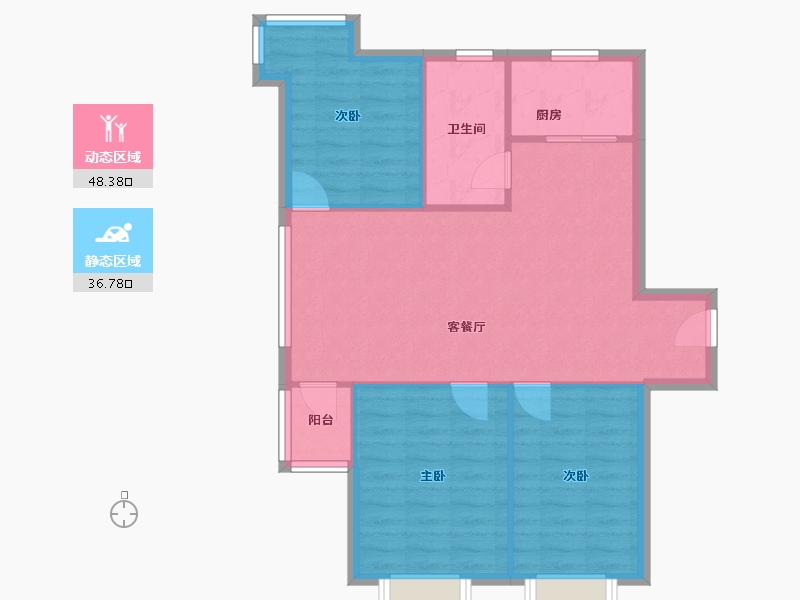 辽宁省-大连市-幸福E家四期-84.00-户型库-动静分区