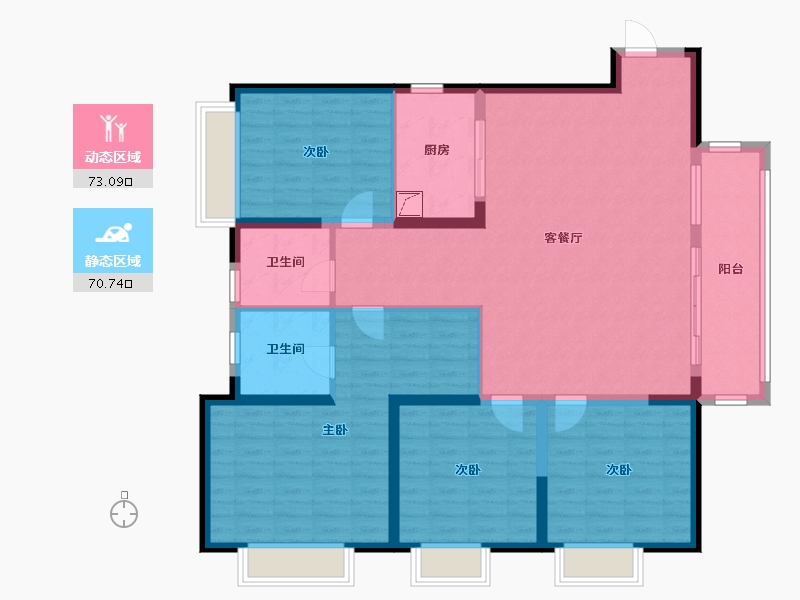 湖北省-武汉市-福星惠誉国际城-1期-130.00-户型库-动静分区