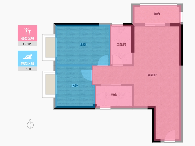 湖北省-武汉市-顶琇国际城-60.00-户型库-动静分区