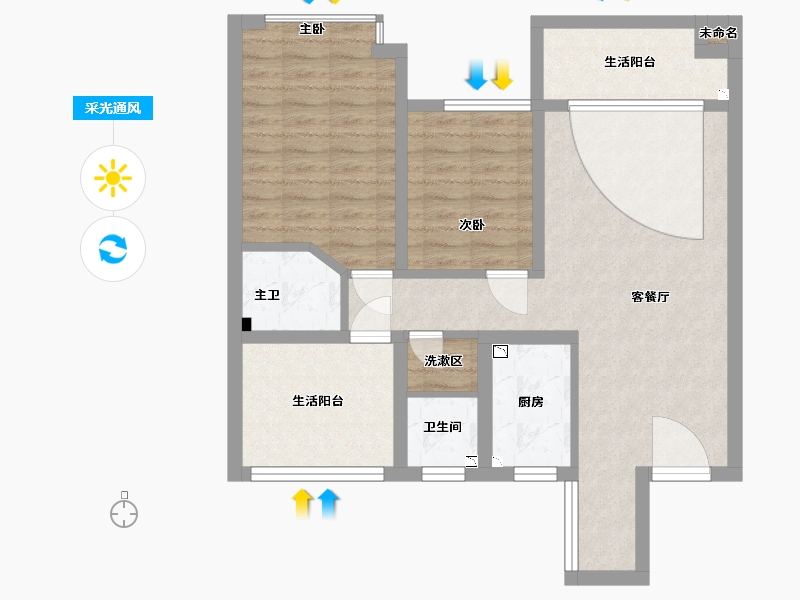 湖南省-常德市-桃源县东方明珠-80.68-户型库-采光通风