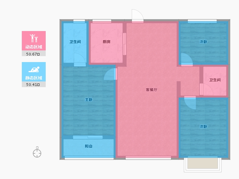 山东省-滨州市-龙湖国际社区-101.00-户型库-动静分区