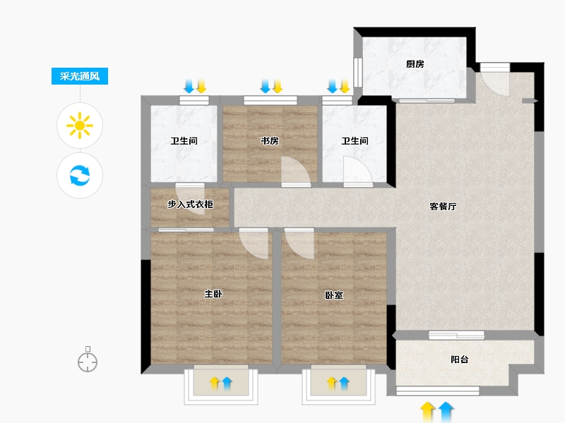 河南省-开封市-绿城·春江明月-78.00-户型库-采光通风