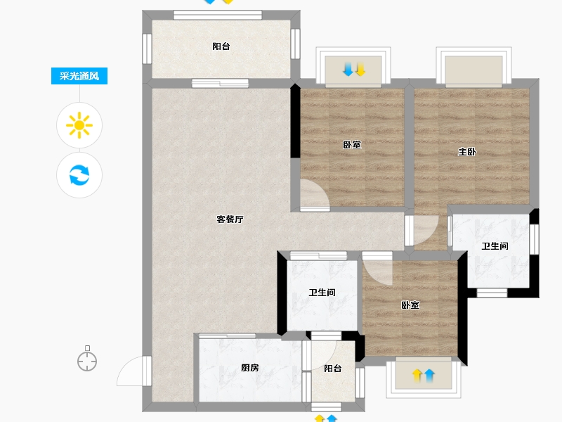 四川省-南充市-滨江学府-98.00-户型库-采光通风