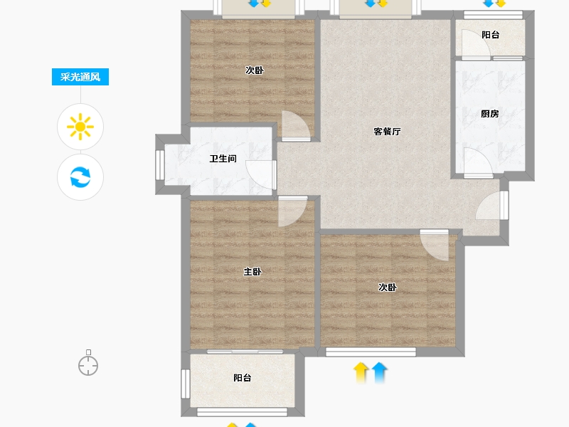 陕西省-西安市-天赐颐府-86.26-户型库-采光通风