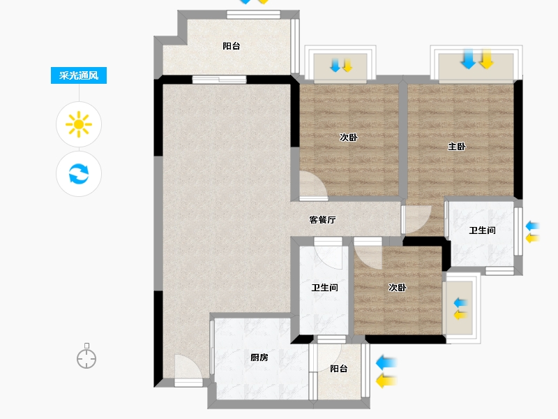 四川省-南充市-滨江学府-96.00-户型库-采光通风