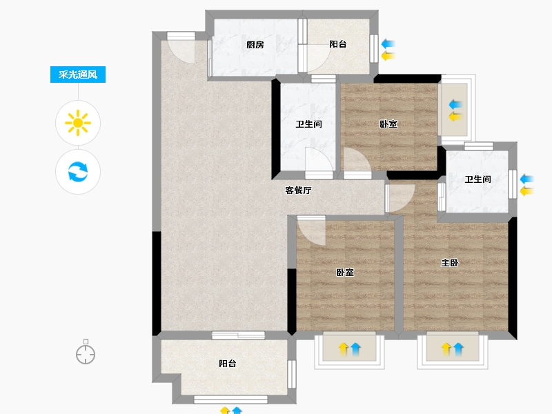 四川省-南充市-滨江学府-90.00-户型库-采光通风