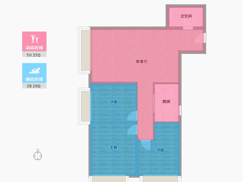 黑龙江省-哈尔滨市-新送茂樾山-80.00-户型库-动静分区