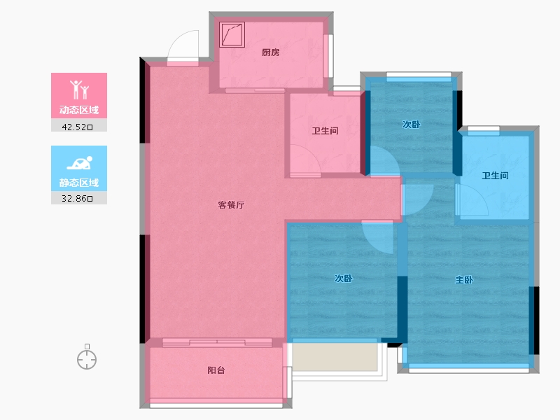 浙江省-杭州市-德信市心府-74.00-户型库-动静分区