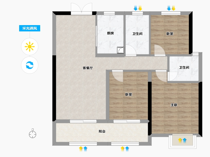 江西省-赣州市-瀚江府-92.00-户型库-采光通风