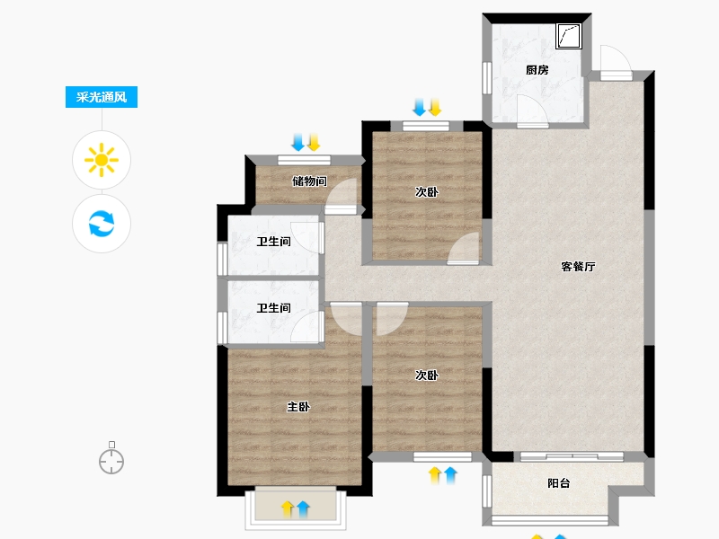 湖南省-益阳市-中梁首府-100.00-户型库-采光通风