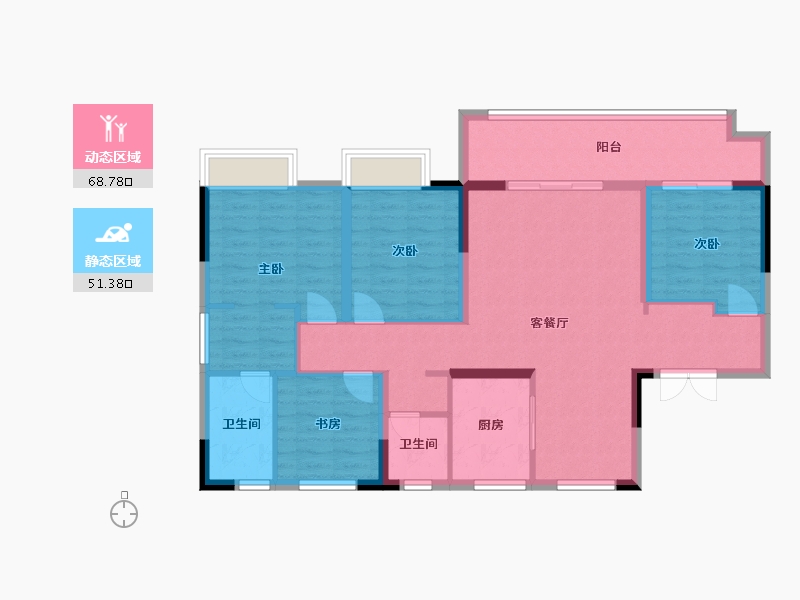 安徽省-蚌埠市-背景城房  春华园-108.00-户型库-动静分区