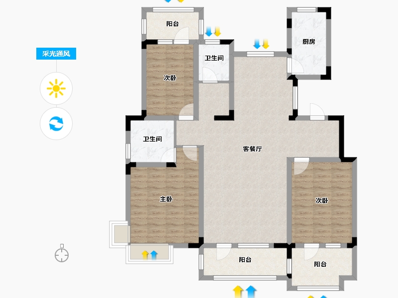 河北省-唐山市-美仑华府-115.00-户型库-采光通风