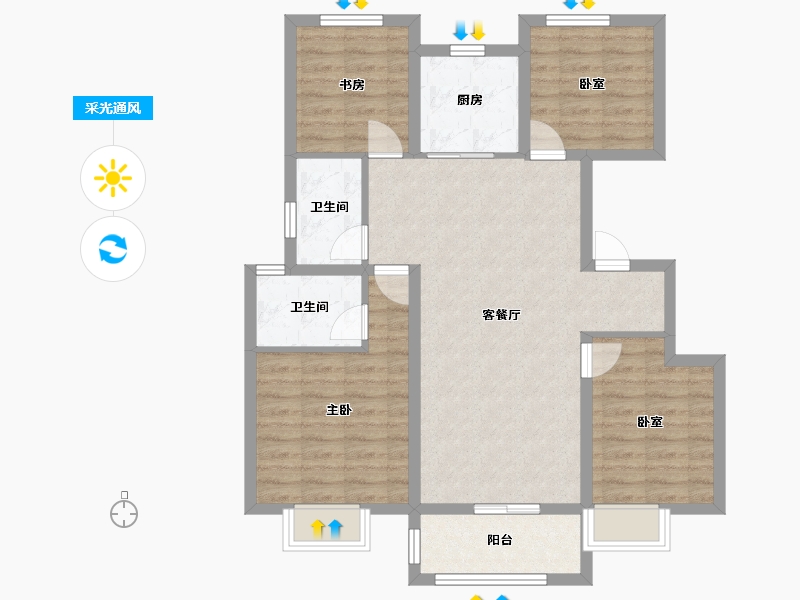 河北省-石家庄市-金辉优步悦山-103.63-户型库-采光通风