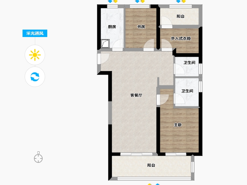 河南省-郑州市-裕华城书山苑-77.89-户型库-采光通风