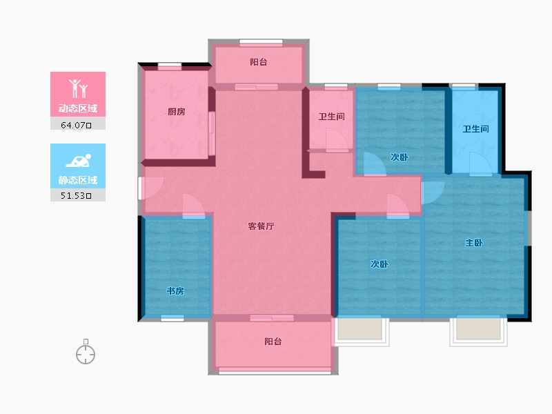 湖南省-湘潭市-湘江保利时代-111.00-户型库-动静分区