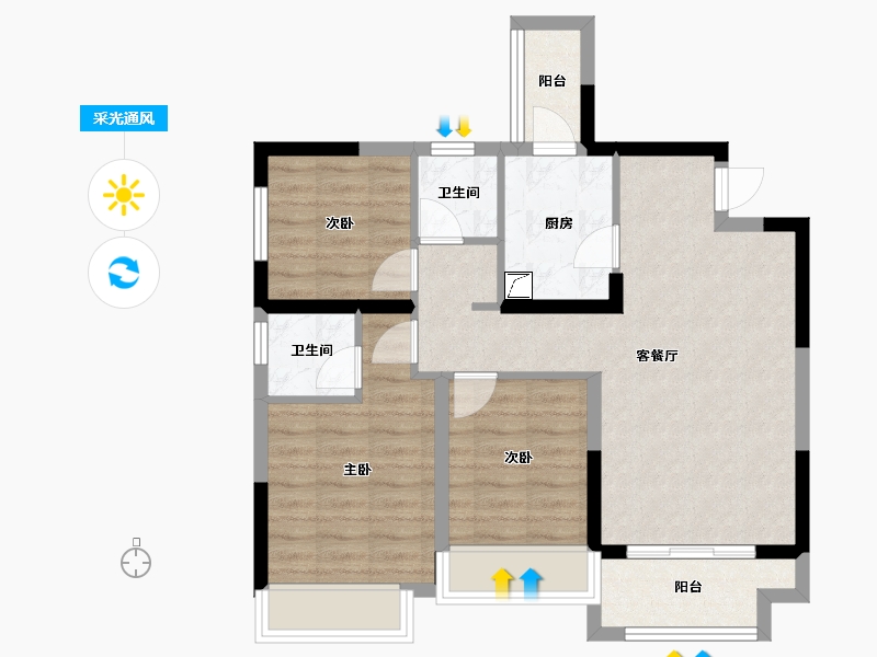 四川省-成都市-朗悦府-77.45-户型库-采光通风