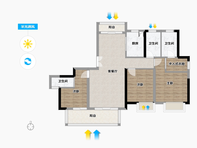 江西省-赣州市-瀚江府-111.00-户型库-采光通风