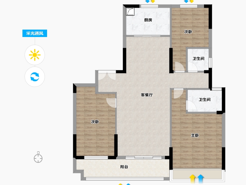 河南省-郑州市-清华·大溪地-120.00-户型库-采光通风