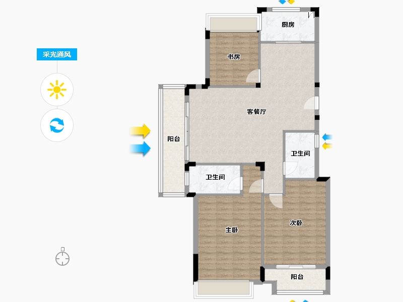 浙江省-绍兴市-越中新天地-120.00-户型库-采光通风