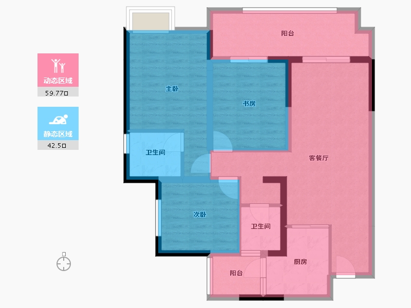 重庆-重庆市-万科金域蓝湾-94.00-户型库-动静分区