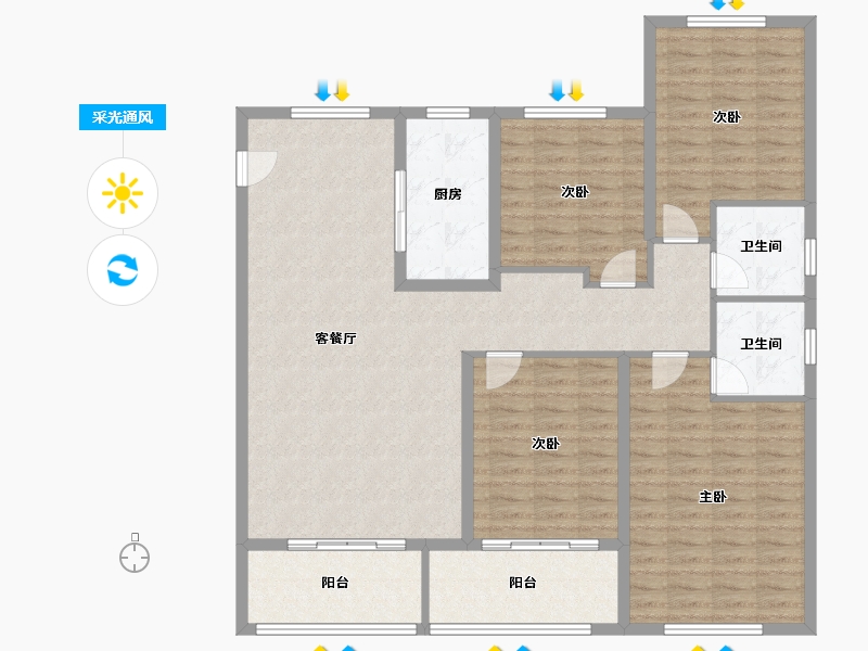 福建省-龙岩市-宏地宏盛园-131.00-户型库-采光通风