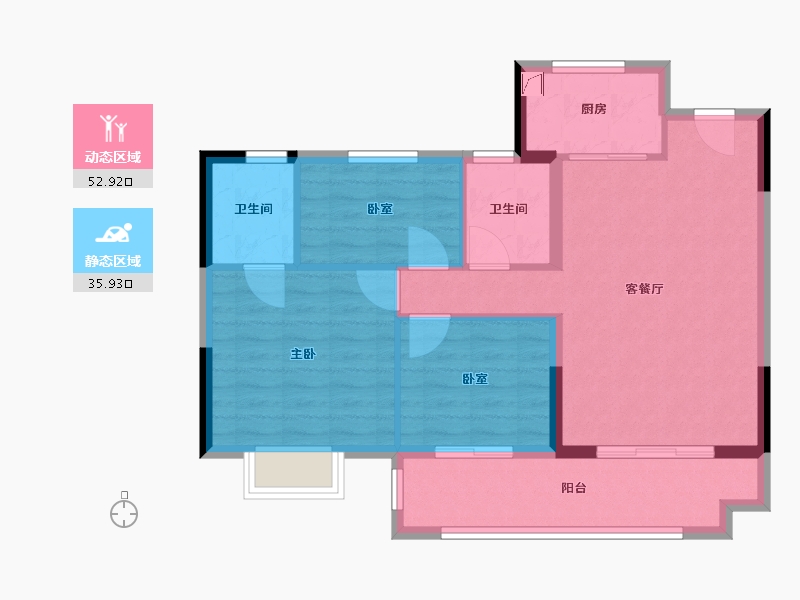 江苏省-淮安市-碧桂园宋都-80.00-户型库-动静分区