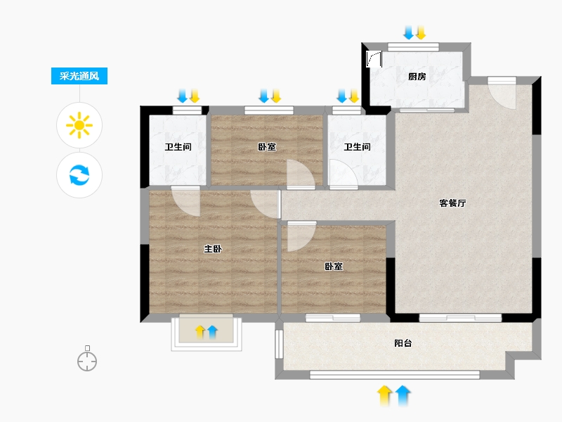 江苏省-淮安市-碧桂园宋都-80.00-户型库-采光通风