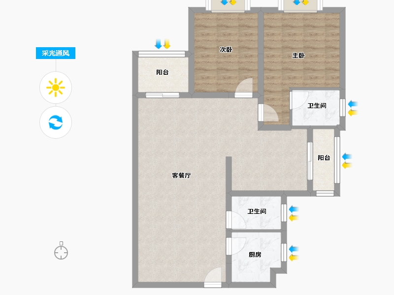 湖北省-武汉市-贾岭村还建房-85.00-户型库-采光通风