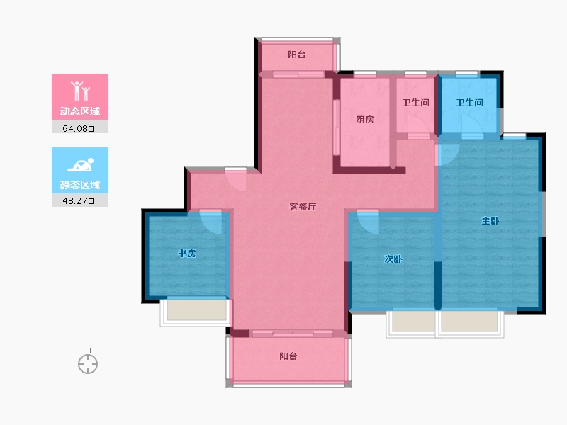 湖南省-衡阳市-祺地.翰林院-126.00-户型库-动静分区