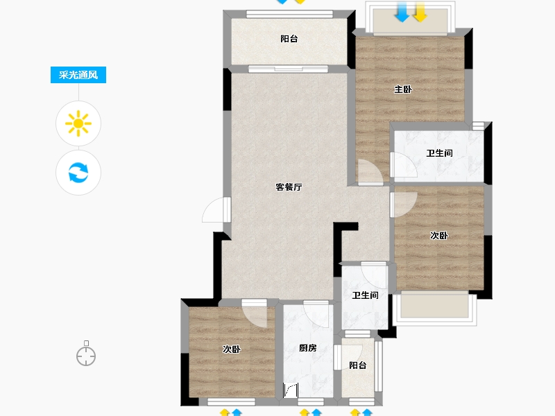 四川省-南充市-原融华府壹号-105.00-户型库-采光通风