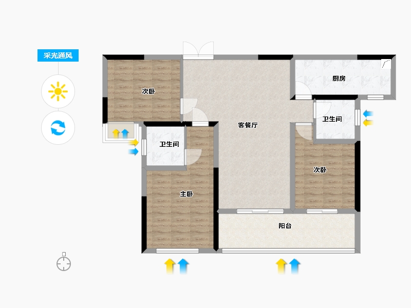 四川省-巴中市-半山逸城2期-105.00-户型库-采光通风