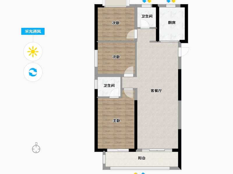 湖北省-武汉市-中建星光城-90.00-户型库-采光通风